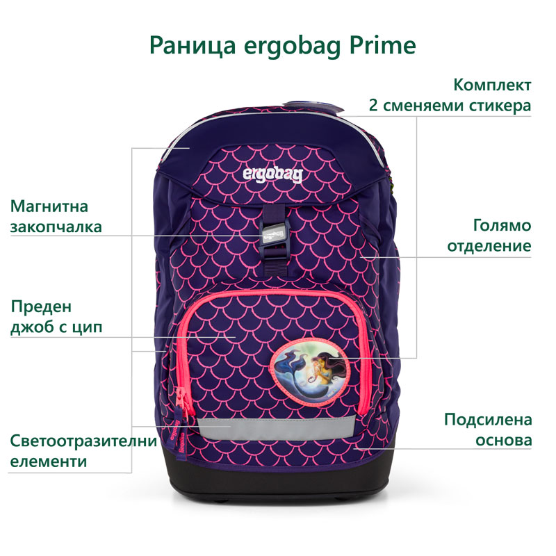 01286-900K2-10-ergobag-prime-Pearl_DiveBear_product_text-01 раница с русалка Prime Pearl DiveBear | ergo-bags.bg